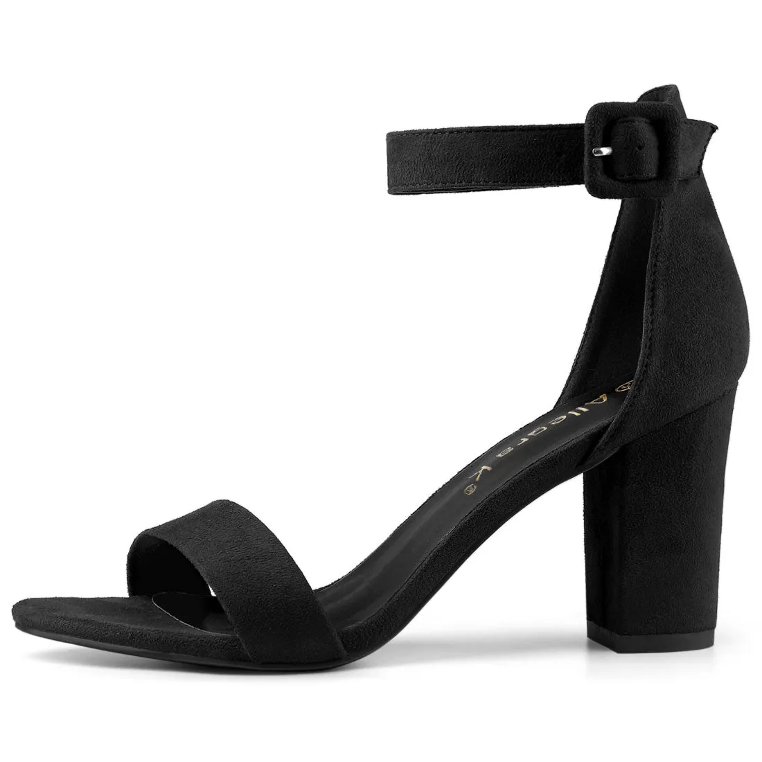 Faux Suede High Chunky Heel Buckle Ankle Strap Sandals