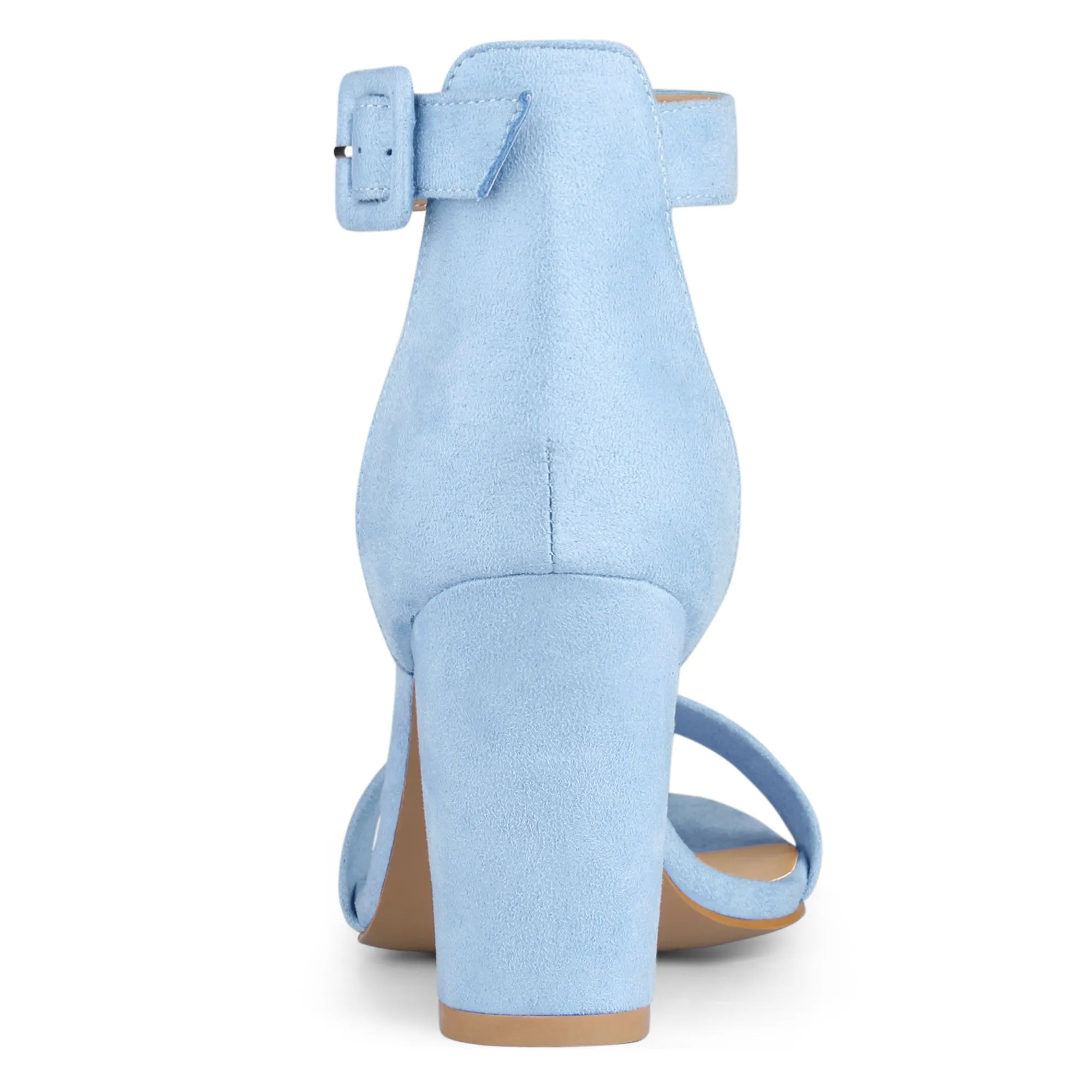 Faux Suede High Chunky Heel Buckle Ankle Strap Sandals