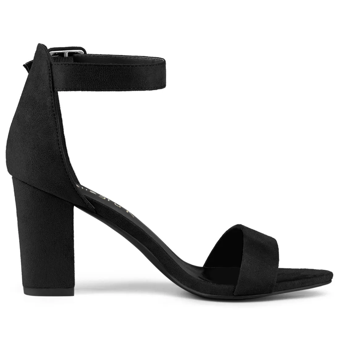 Faux Suede High Chunky Heel Buckle Ankle Strap Sandals