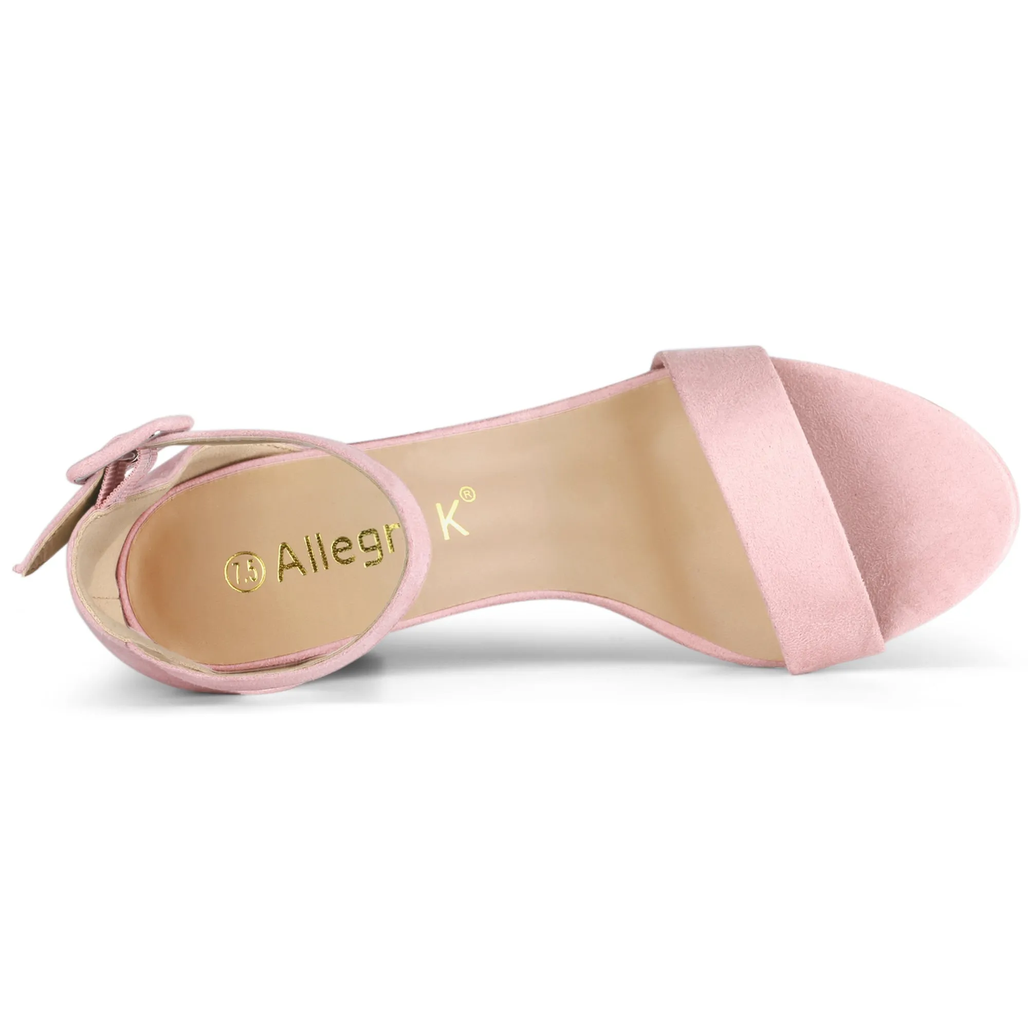 Faux Suede High Chunky Heel Buckle Ankle Strap Sandals