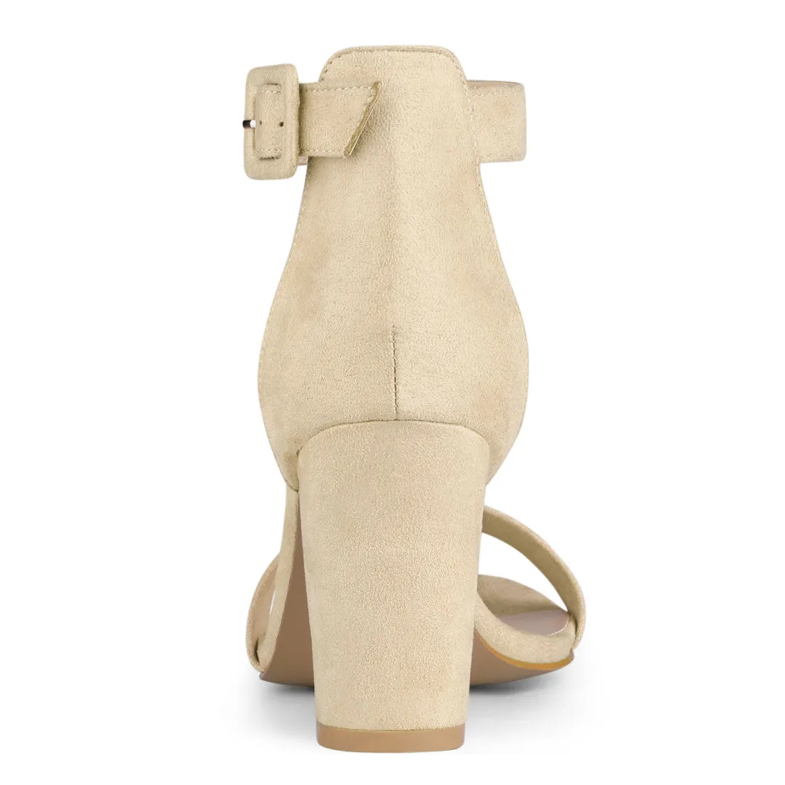 Faux Suede High Chunky Heel Buckle Ankle Strap Sandals