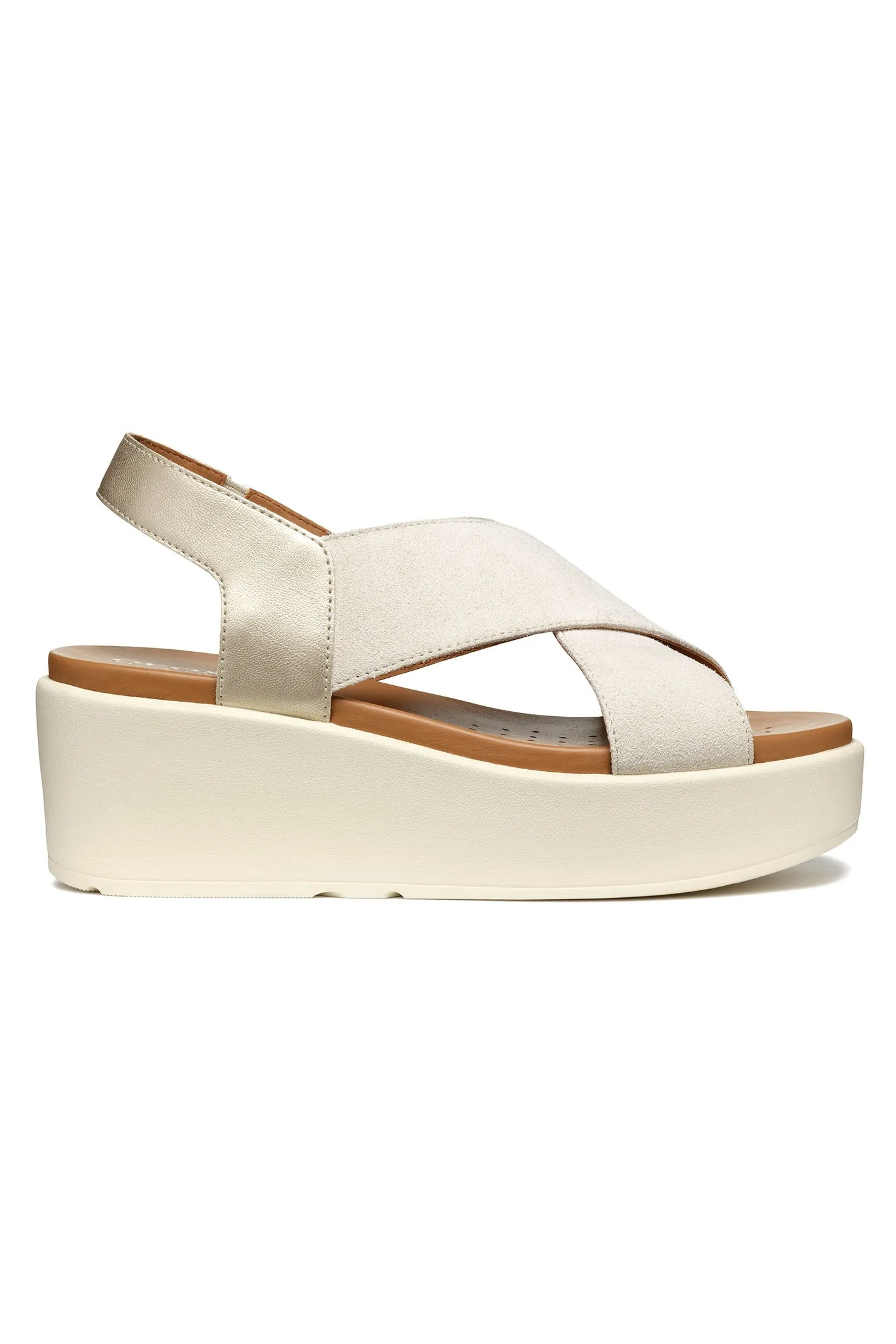Geox Xand 2.2s Woman Light Sand Light Gold Wedge Sandals