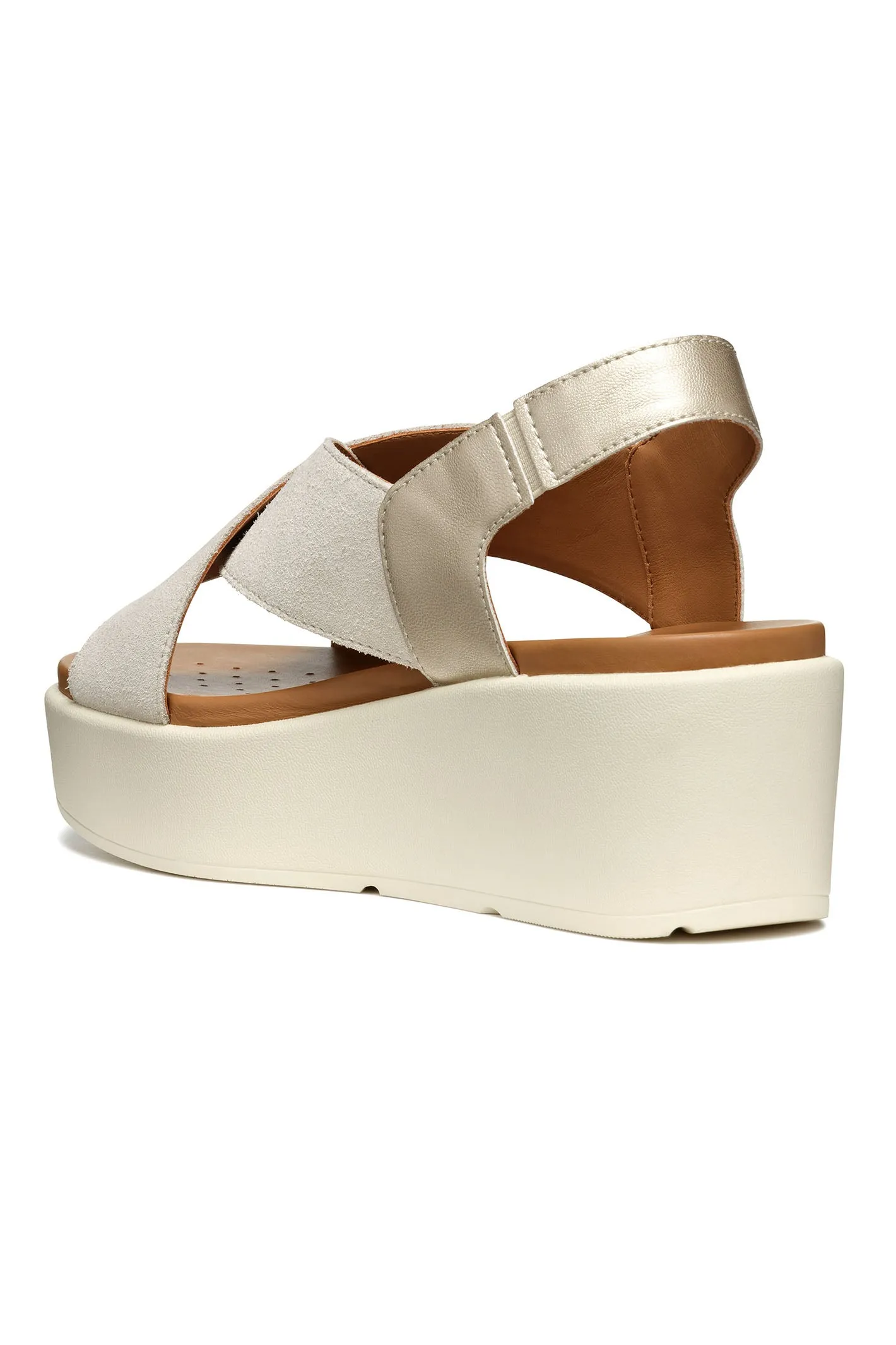Geox Xand 2.2s Woman Light Sand Light Gold Wedge Sandals