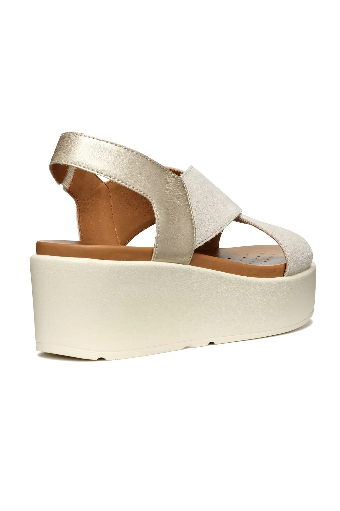 Geox Xand 2.2s Woman Light Sand Light Gold Wedge Sandals