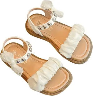 Girls Sandals Open Toe Mesh Design Sandals Bowknots Flat Sandals Summer Dress Shoes Baby Girl Sandals 3-6 Months