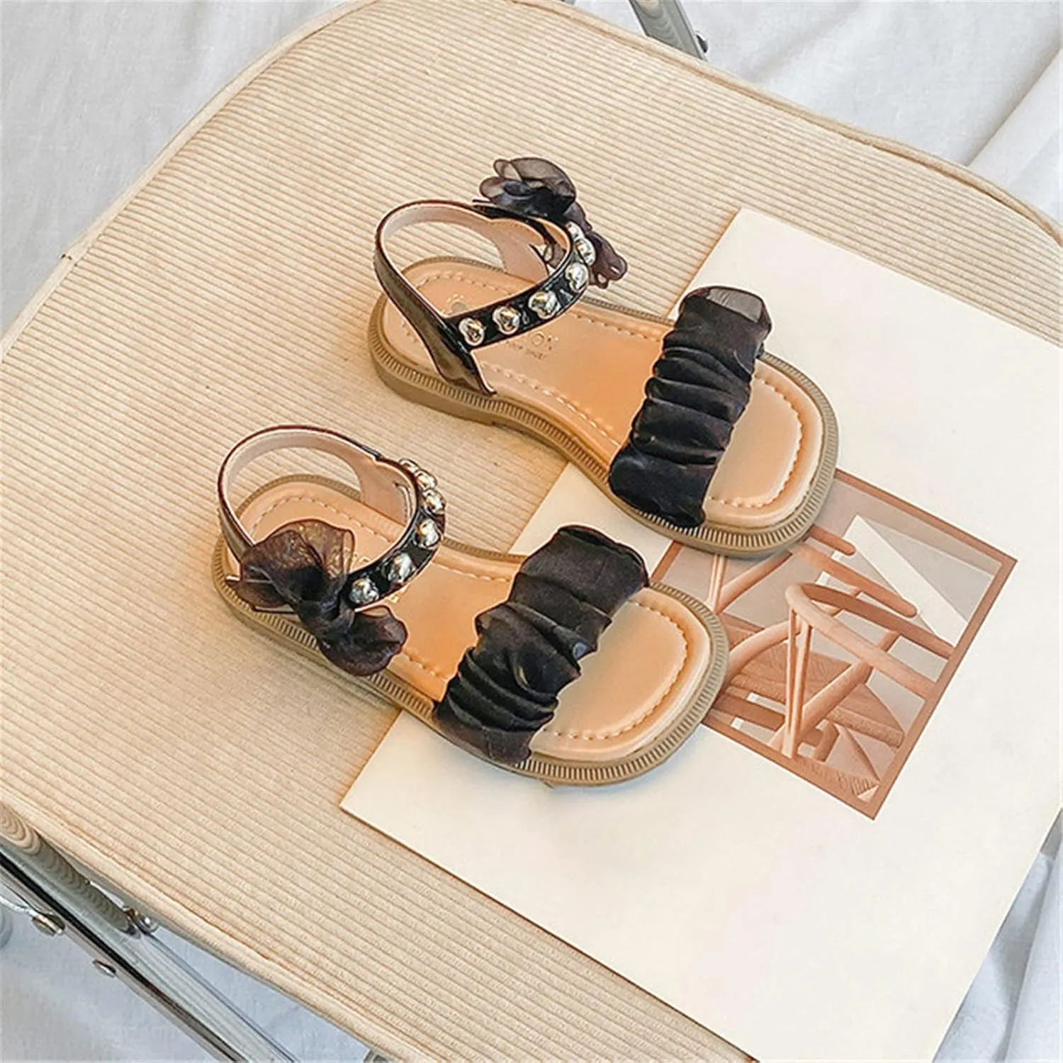 Girls Sandals Open Toe Mesh Design Sandals Bowknots Flat Sandals Summer Dress Shoes Baby Girl Sandals 3-6 Months