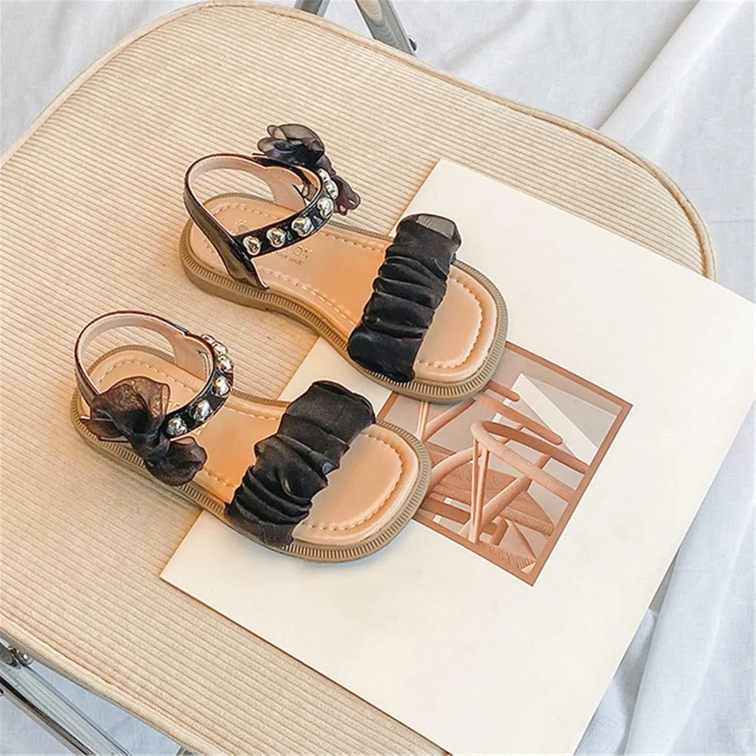 Girls Sandals Open Toe Mesh Design Sandals Bowknots Flat Sandals Summer Dress Shoes Baby Girl Sandals 3-6 Months
