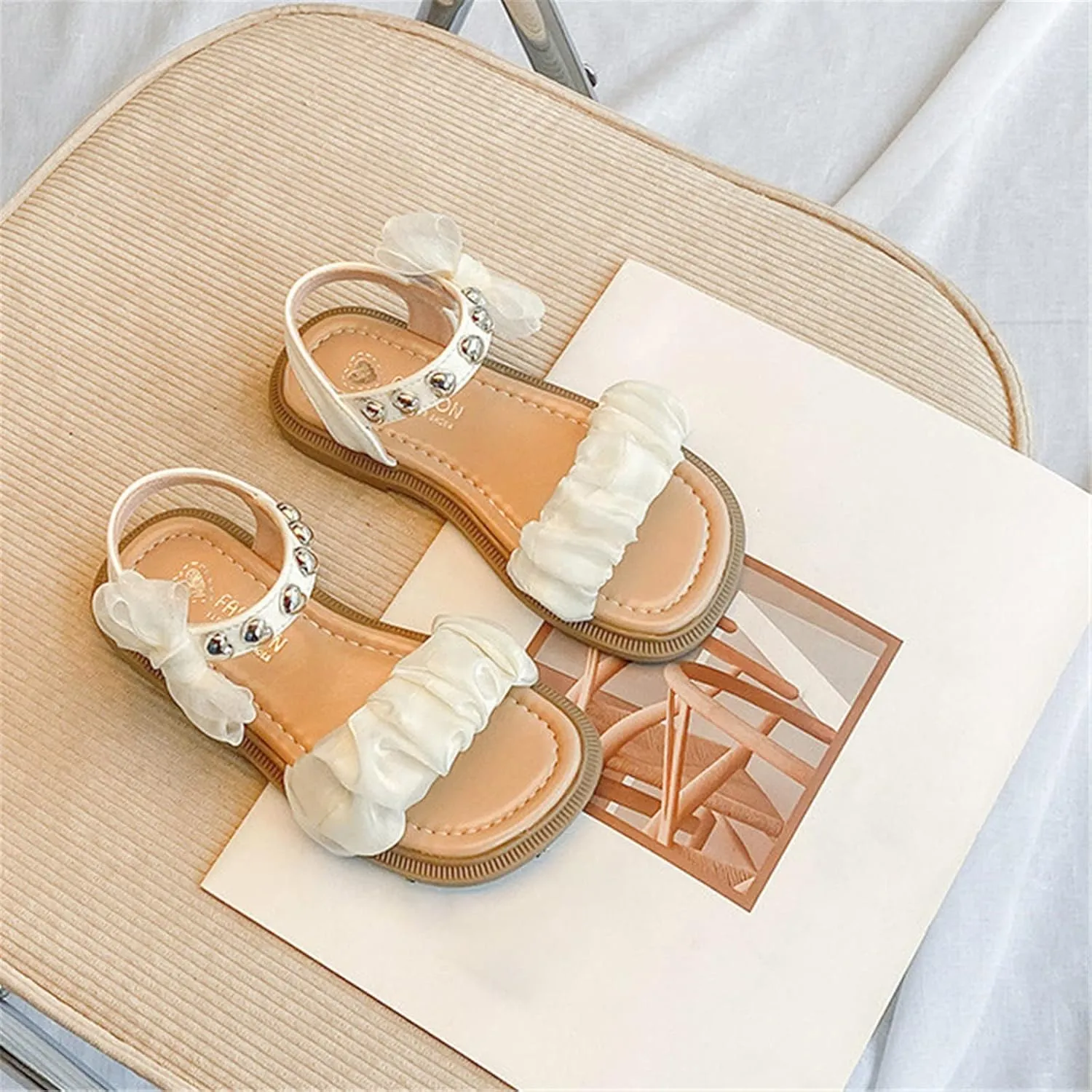 Girls Sandals Open Toe Mesh Design Sandals Bowknots Flat Sandals Summer Dress Shoes Baby Girl Sandals 3-6 Months