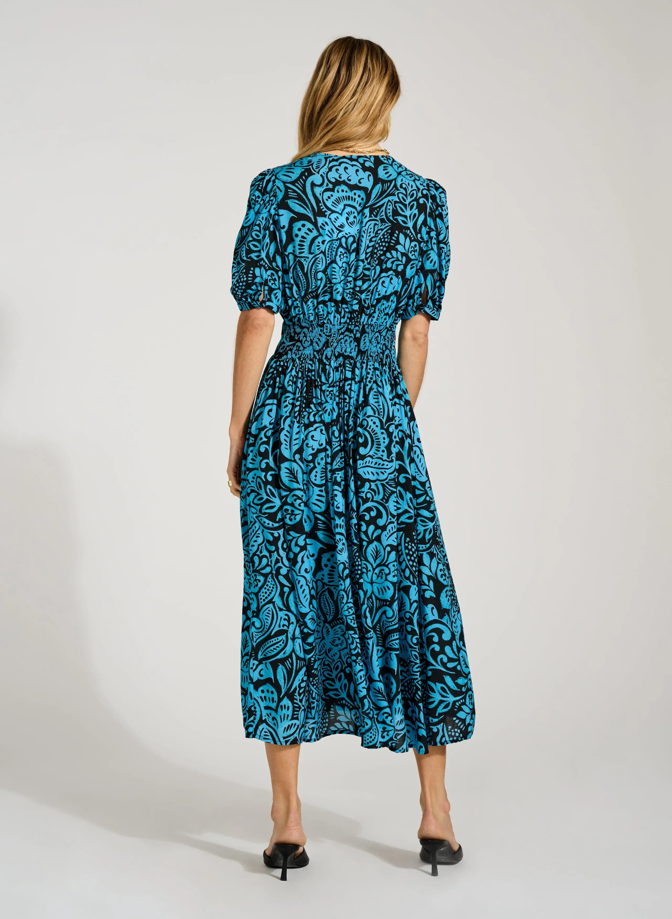 Holly LENZING™ ECOVERO™ Dress | Blue Stencil
