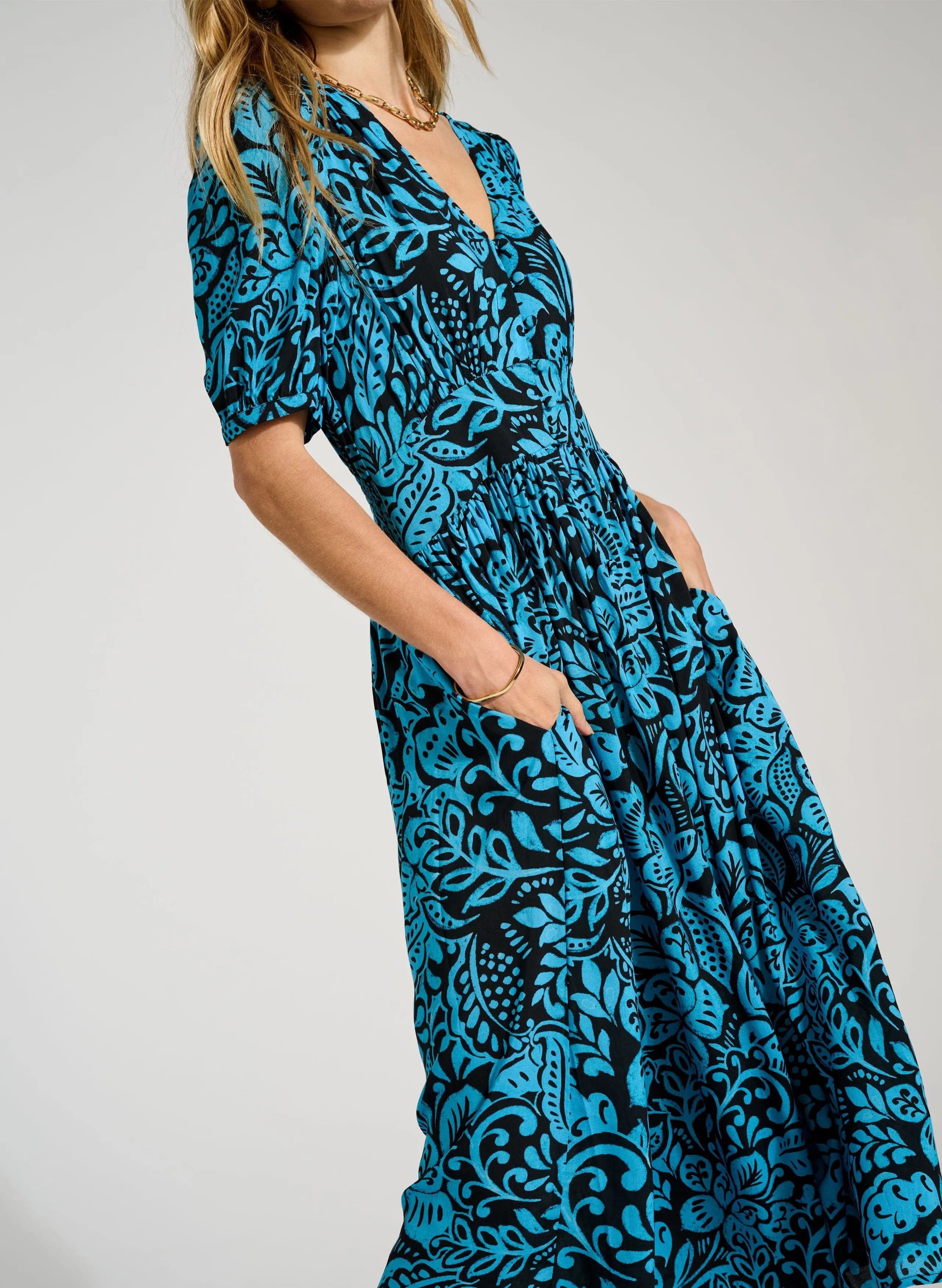 Holly LENZING™ ECOVERO™ Dress | Blue Stencil