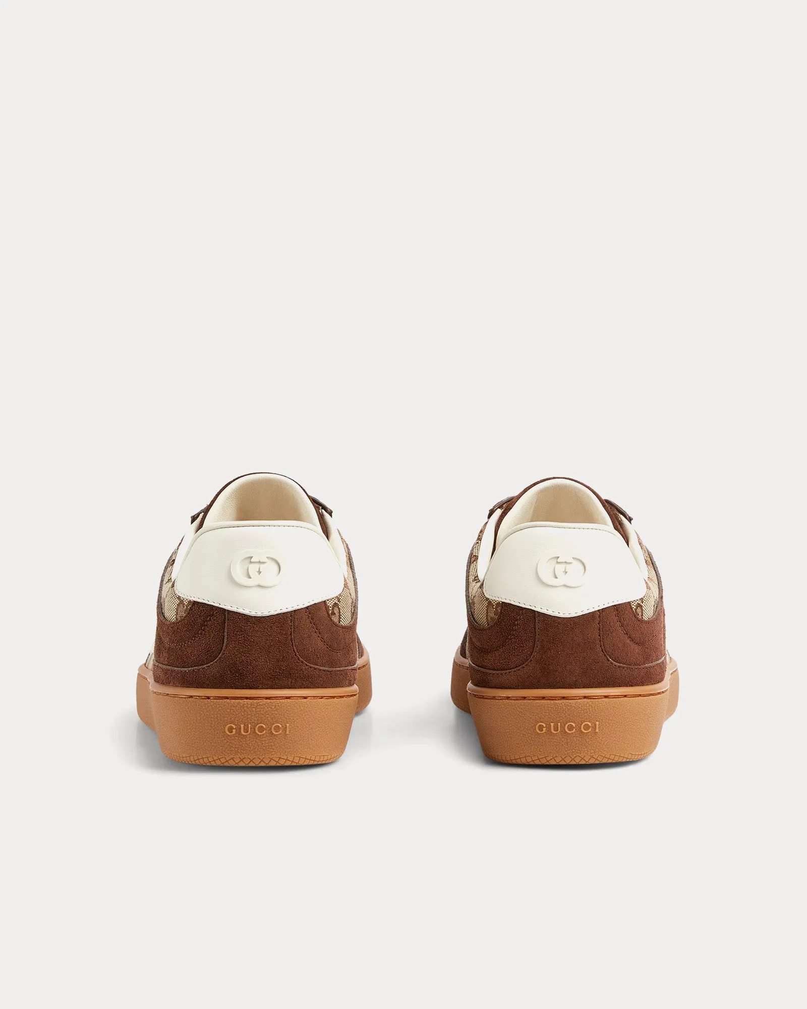 Interlocking G Suede with GG Canvas Dark Brown Low Top Sneakers
