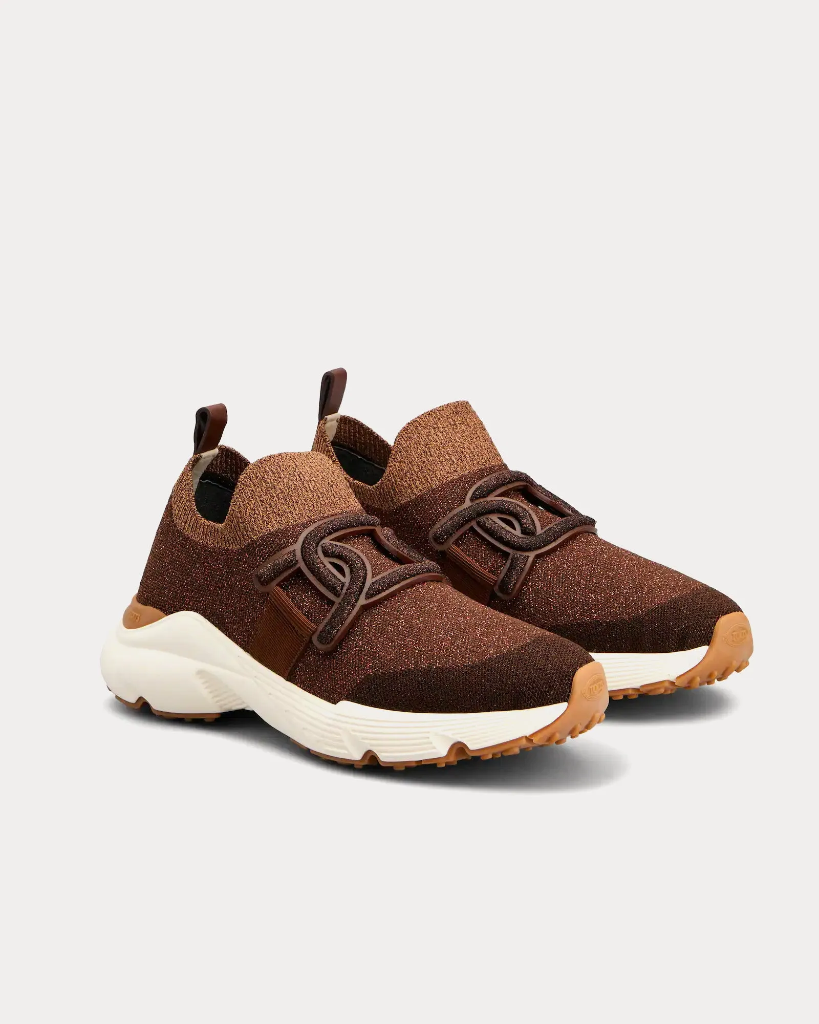 Kate Fabric Brown Slip On Sneakers