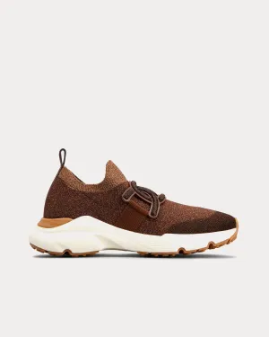 Kate Fabric Brown Slip On Sneakers