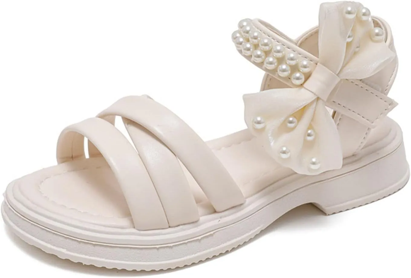Kids Wedding ay Sandals Cute Pearl Open Toe Sandals Toddler Baby Girls Summer Light-Weight Flat Shoes with Bow