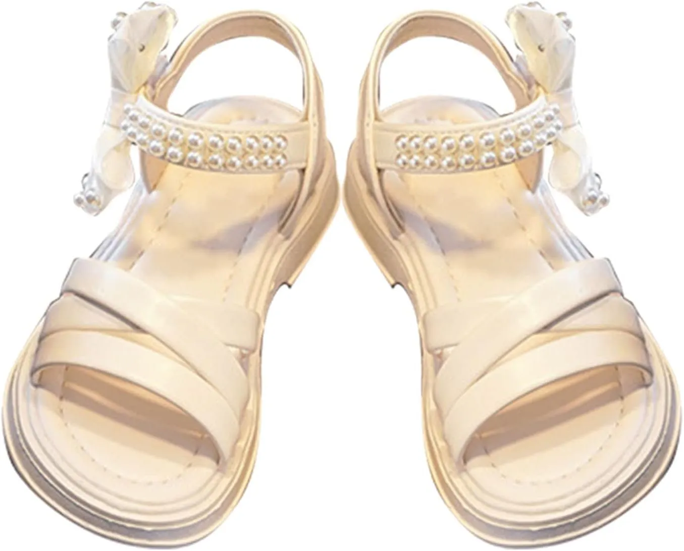 Kids Wedding ay Sandals Cute Pearl Open Toe Sandals Toddler Baby Girls Summer Light-Weight Flat Shoes with Bow