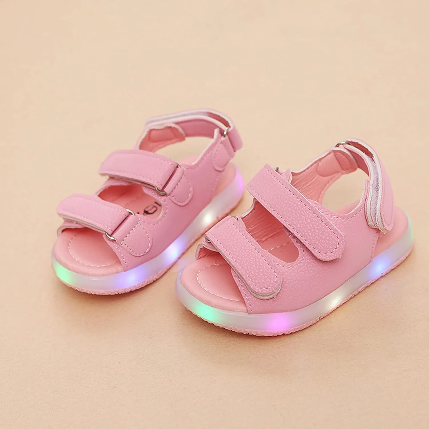 Light Up Toddler Sandals Baby Boys Girls Non Slip Open Toe Outdoor Beach Shoes Slip On Adjustable Strap Sneakers