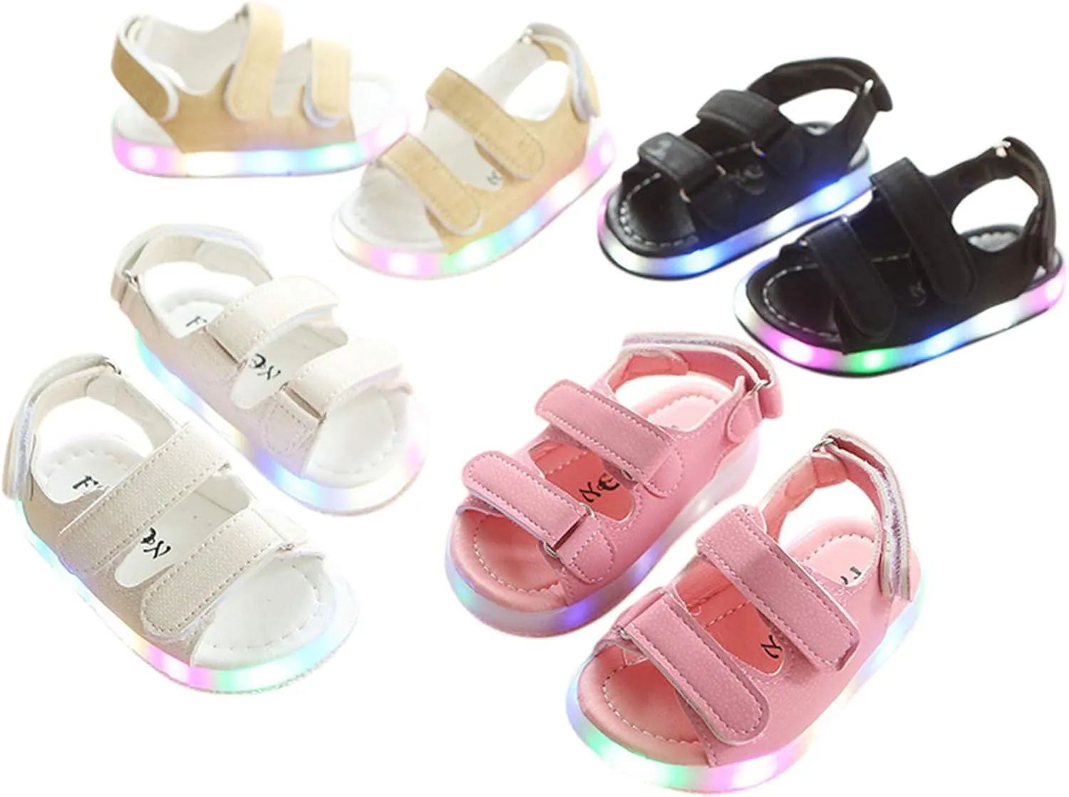 Light Up Toddler Sandals Baby Boys Girls Non Slip Open Toe Outdoor Beach Shoes Slip On Adjustable Strap Sneakers