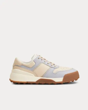 Logo Stamped Side Leather White / Blue / Beige Low Top Sneakers