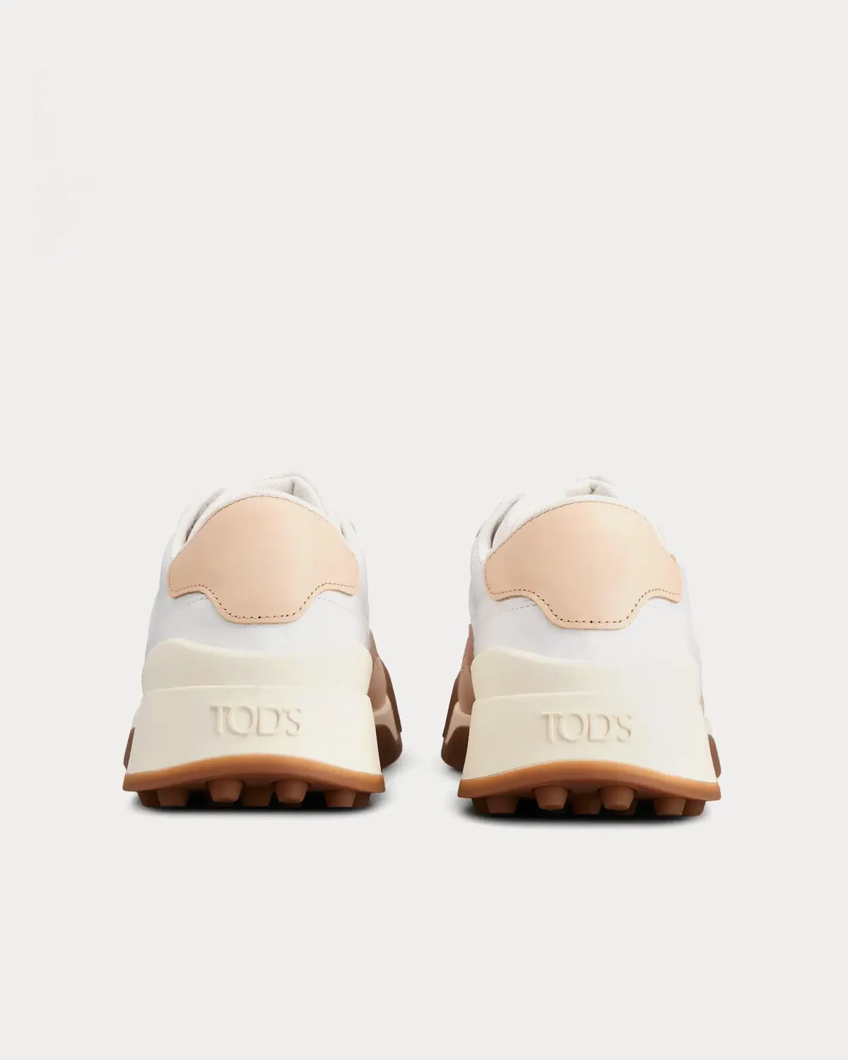 Logo Stamped Side Leather White / Pink / Beige Low Top Sneakers
