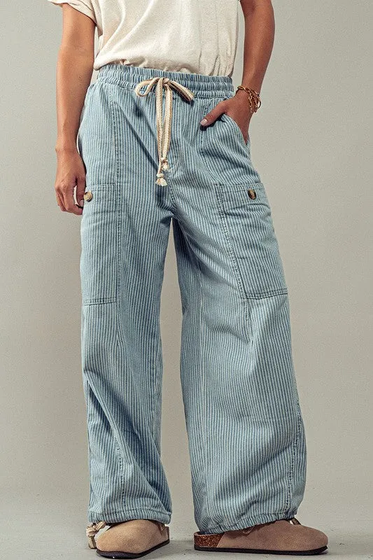 NEW! Urban Flex Cargo Pants in Blue Stripe