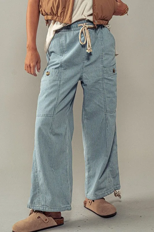 NEW! Urban Flex Cargo Pants in Blue Stripe