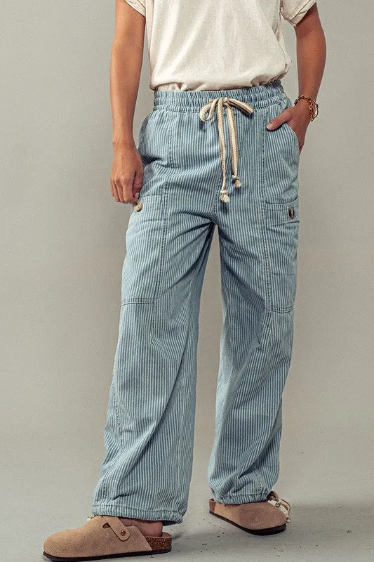 NEW! Urban Flex Cargo Pants in Blue Stripe
