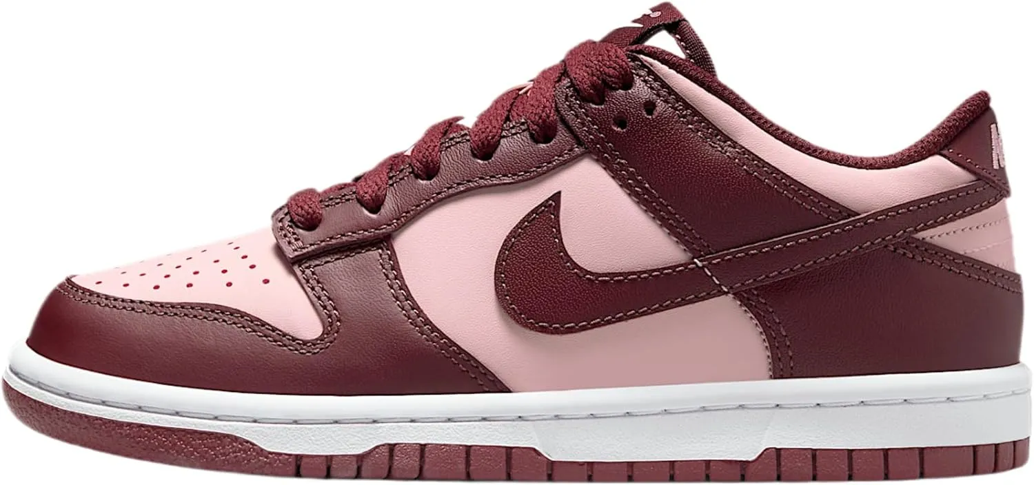 Nike Dunk Low Big Kids' Shoes (FB9109-600, Dark Team Red/Echo Pink/White/Dark Team Red)