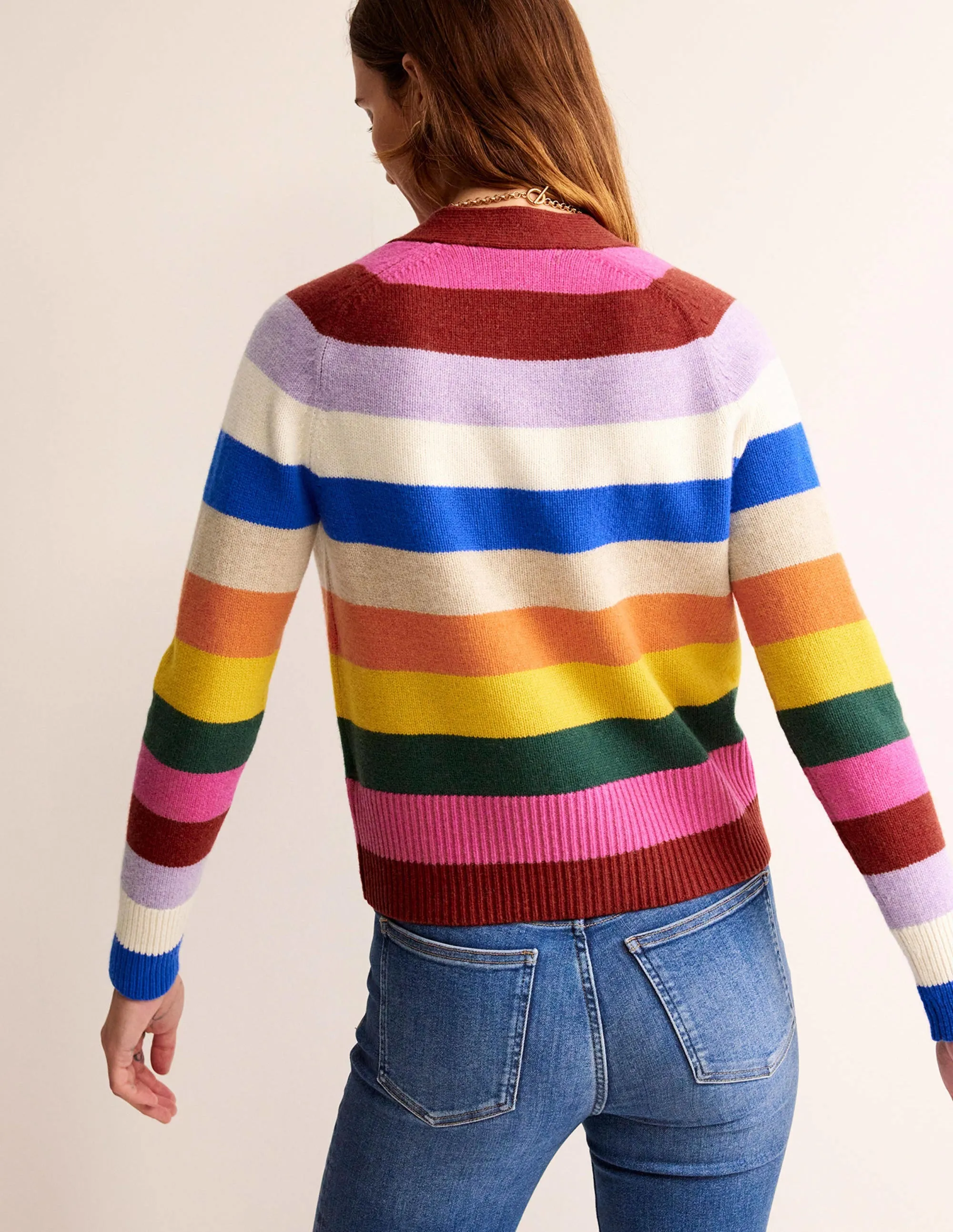 Olivia Merino Cardigan-Rainbow Multi