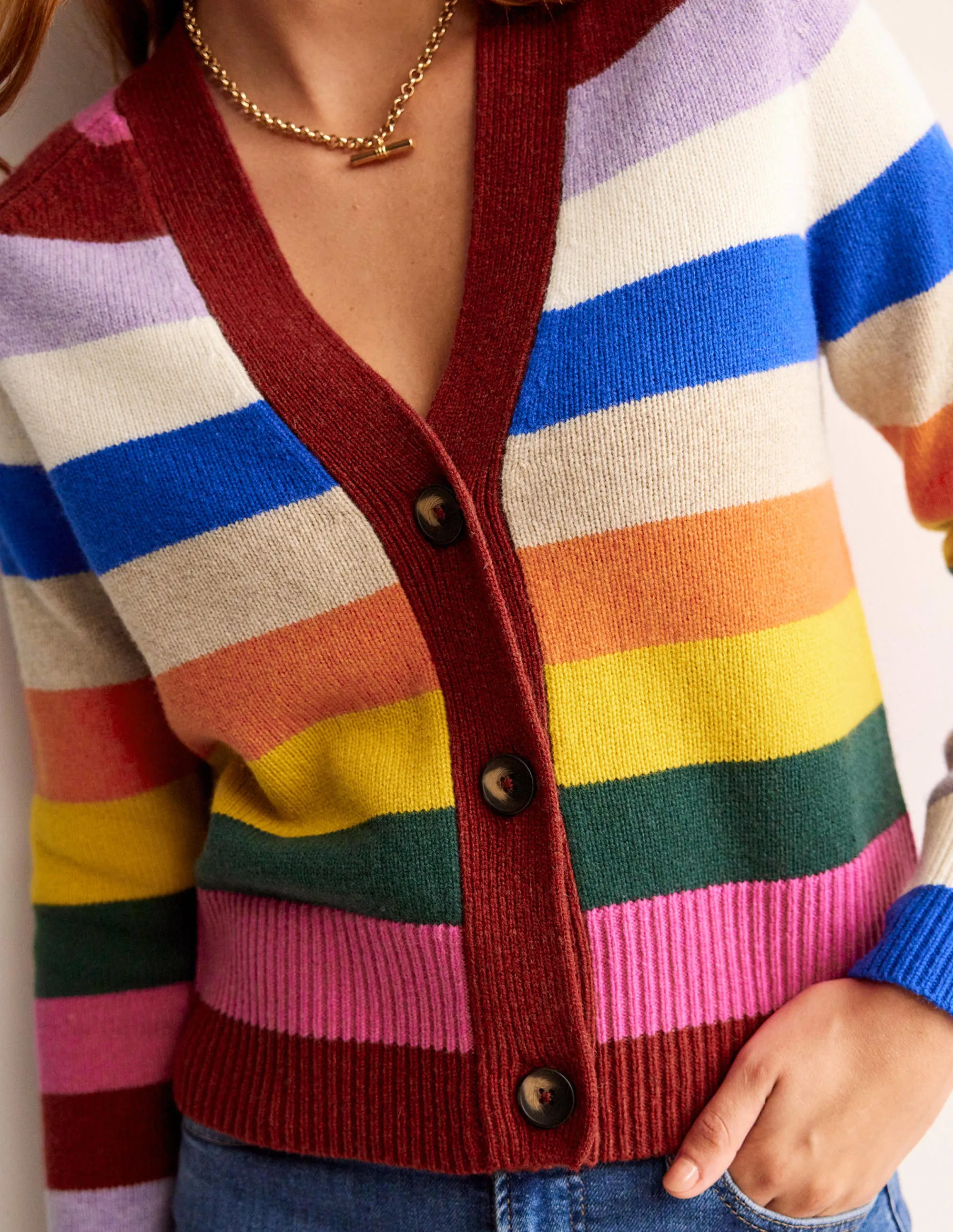 Olivia Merino Cardigan-Rainbow Multi