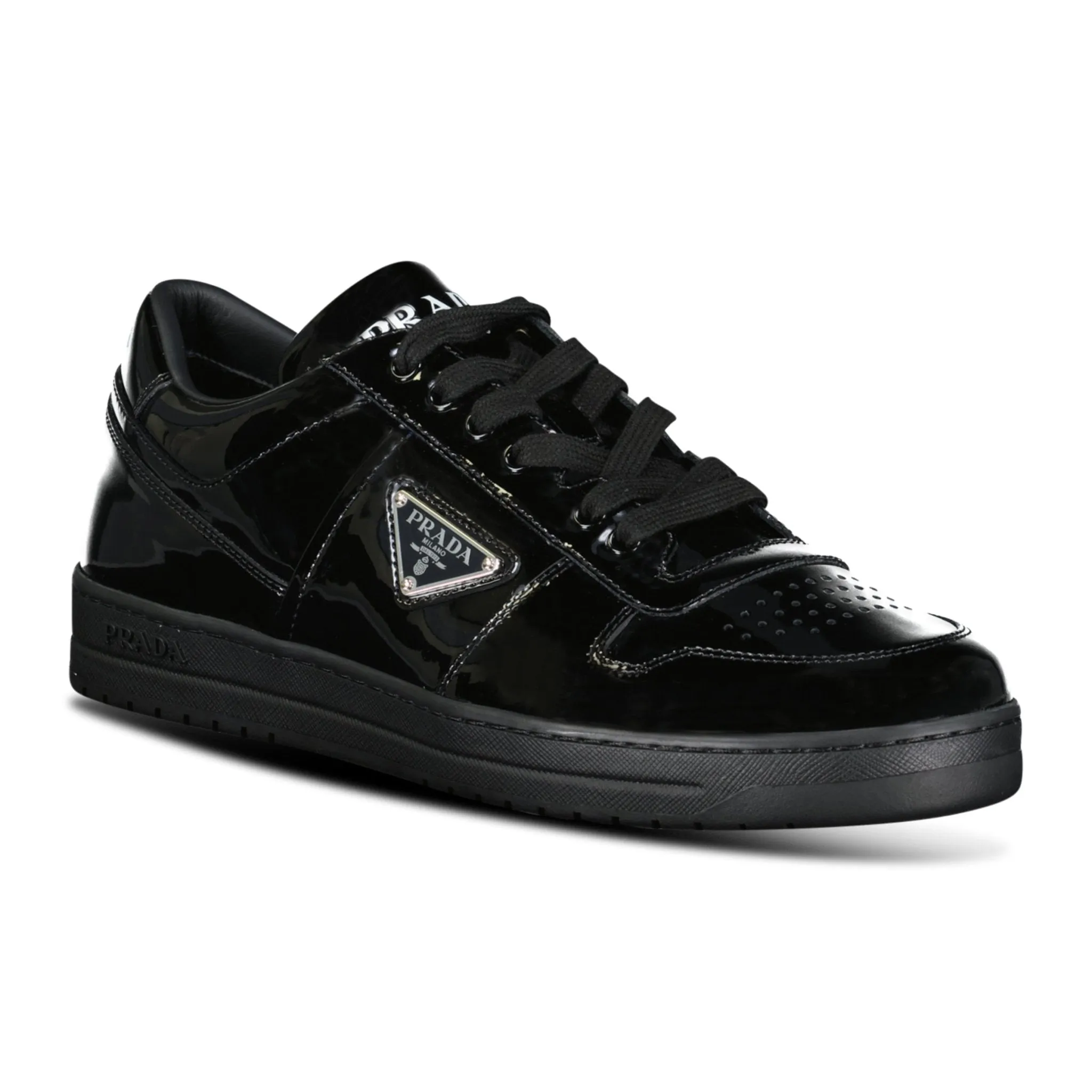 Prada Downtown Patent Leather Trainers Black