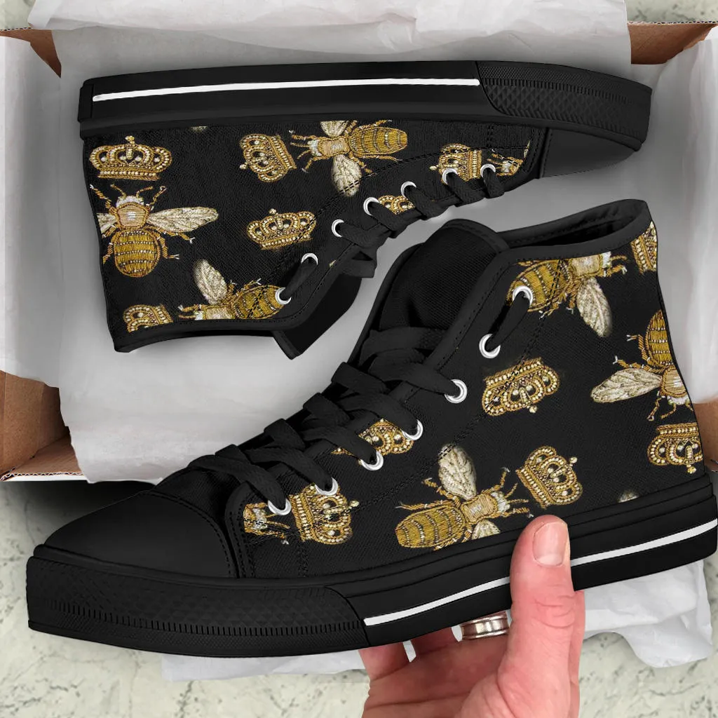 Queen Bees Designer High Top Sneaker Custom Shoes with Black Sole