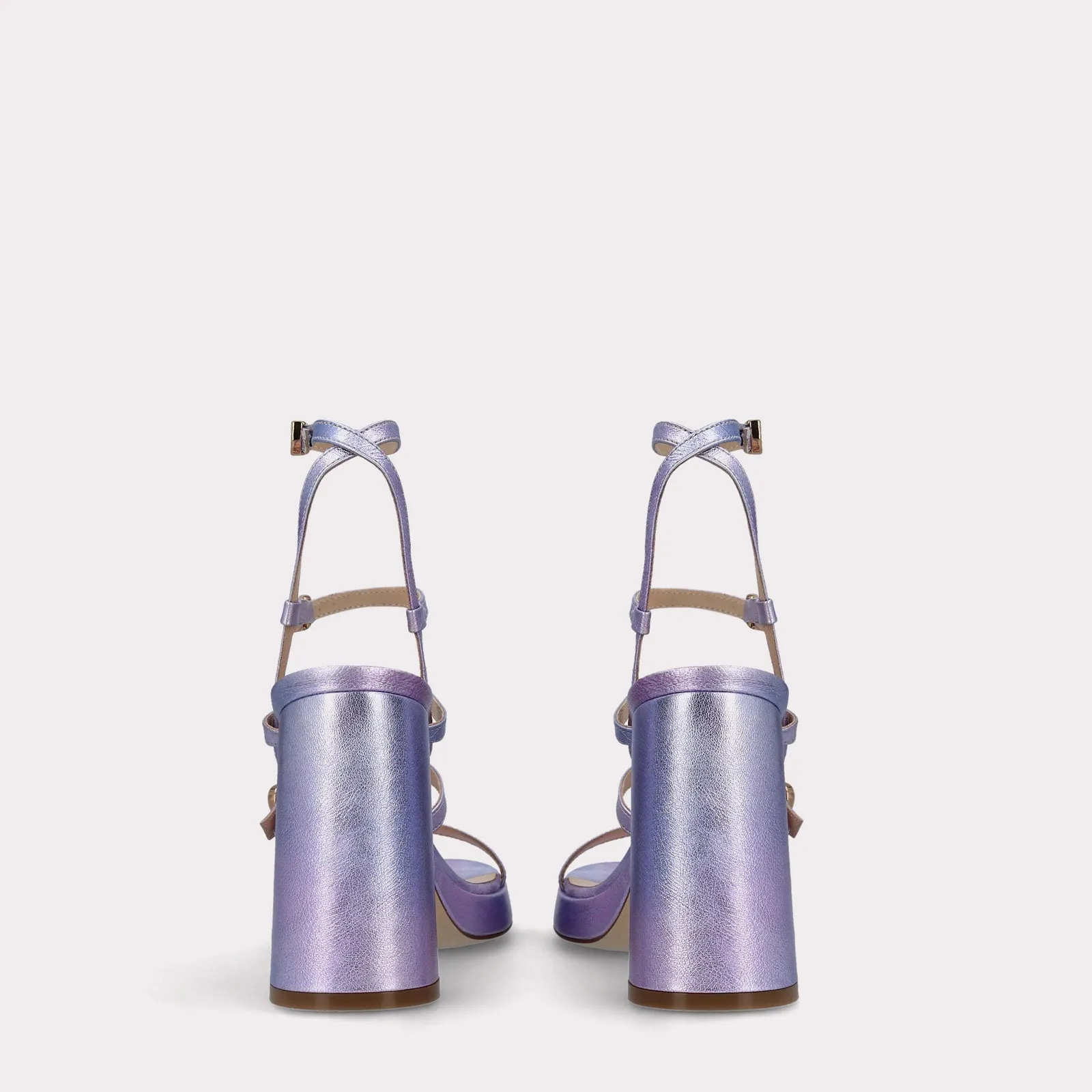 RITA METALLIC PURPLE LEATHER PLARFORM SANDALS