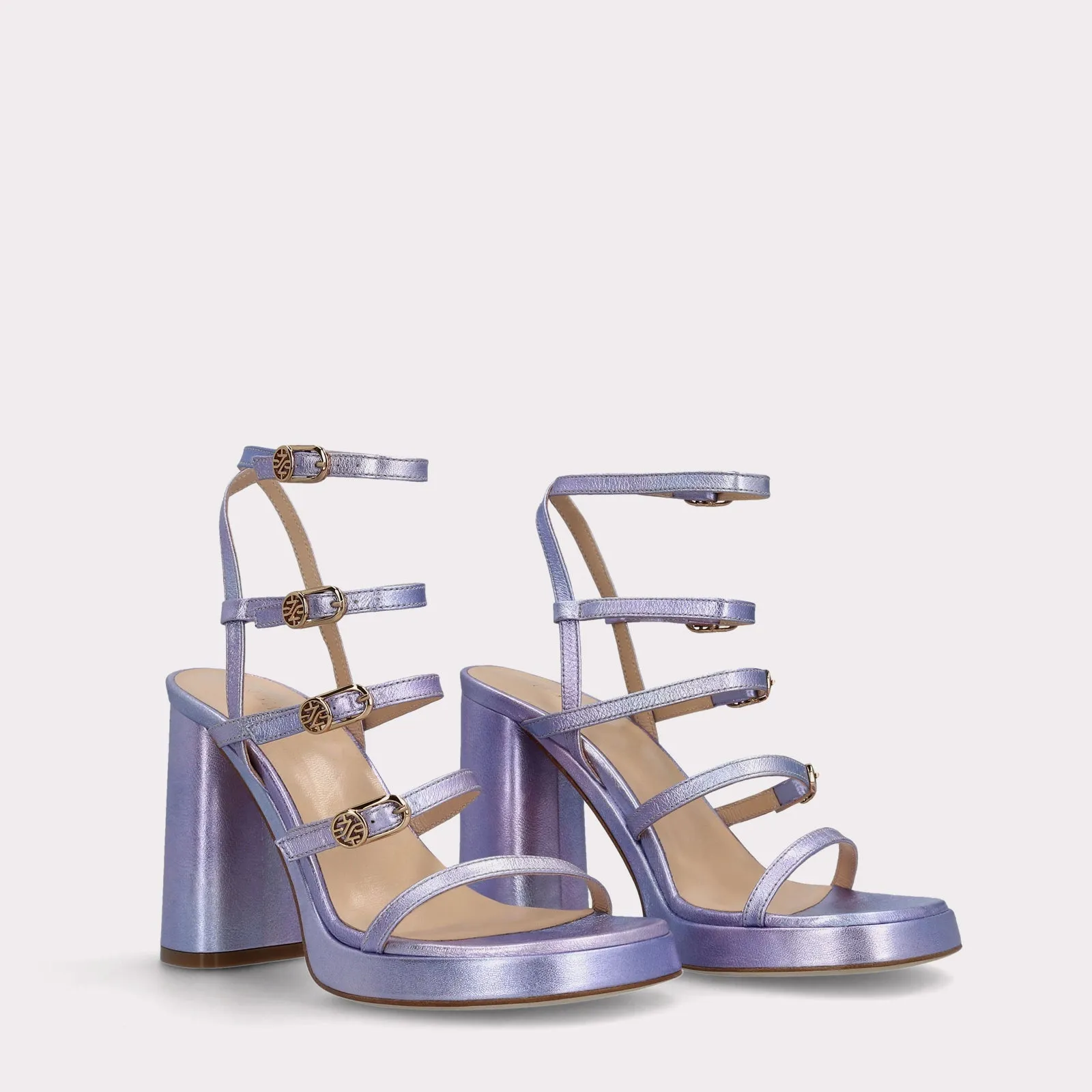 RITA METALLIC PURPLE LEATHER PLARFORM SANDALS