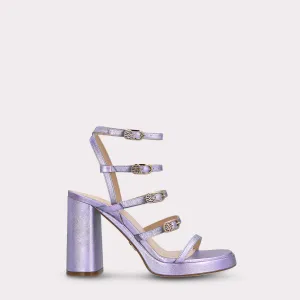 RITA METALLIC PURPLE LEATHER PLARFORM SANDALS