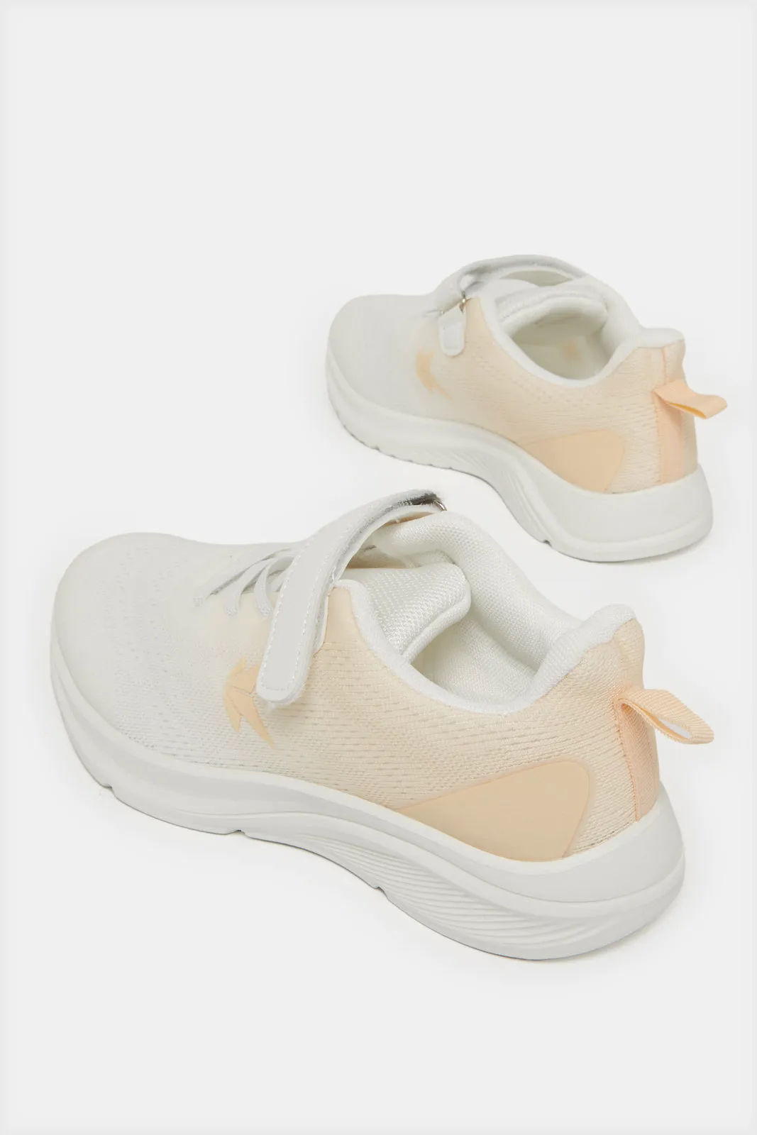 Senior Girls Cream Colour Block Trainer