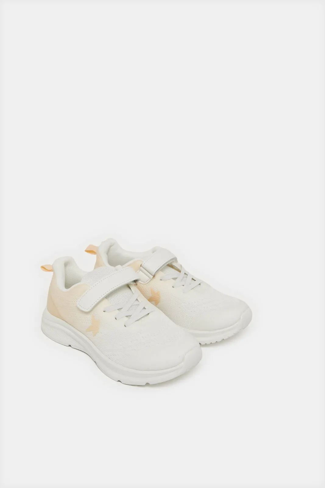 Senior Girls Cream Colour Block Trainer