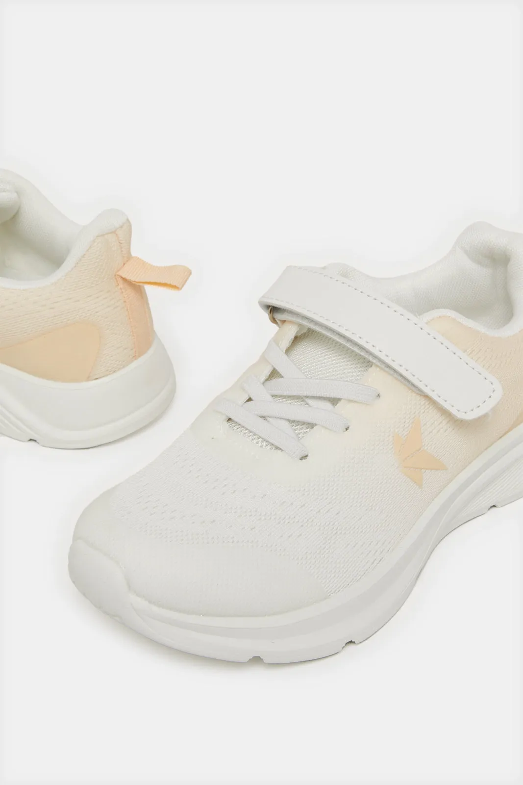 Senior Girls Cream Colour Block Trainer