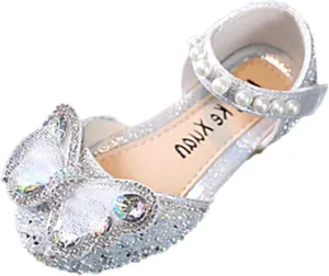sfdgfhyf Boys Nonslip Shoes Fashion Spring Summer Girls Sandals Dress Performance Dance Shoes Mesh (Silver, 3 Big Kids)