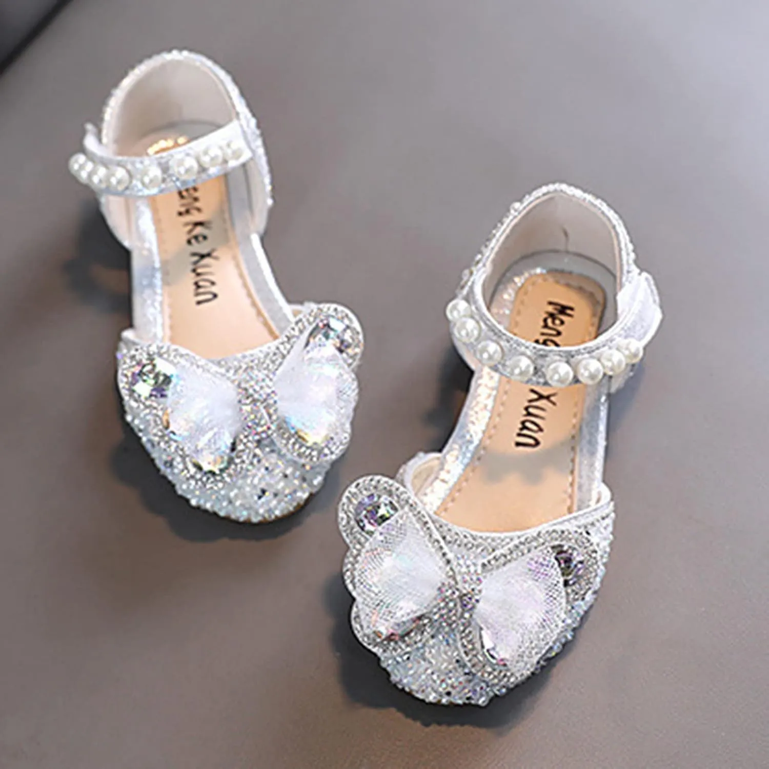 sfdgfhyf Boys Nonslip Shoes Fashion Spring Summer Girls Sandals Dress Performance Dance Shoes Mesh (Silver, 3 Big Kids)