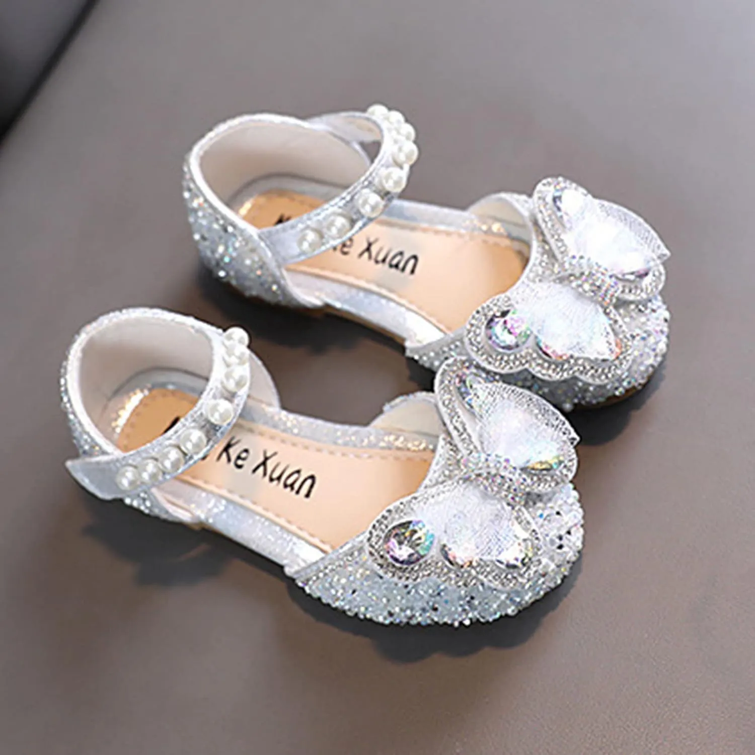 sfdgfhyf Boys Nonslip Shoes Fashion Spring Summer Girls Sandals Dress Performance Dance Shoes Mesh (Silver, 3 Big Kids)