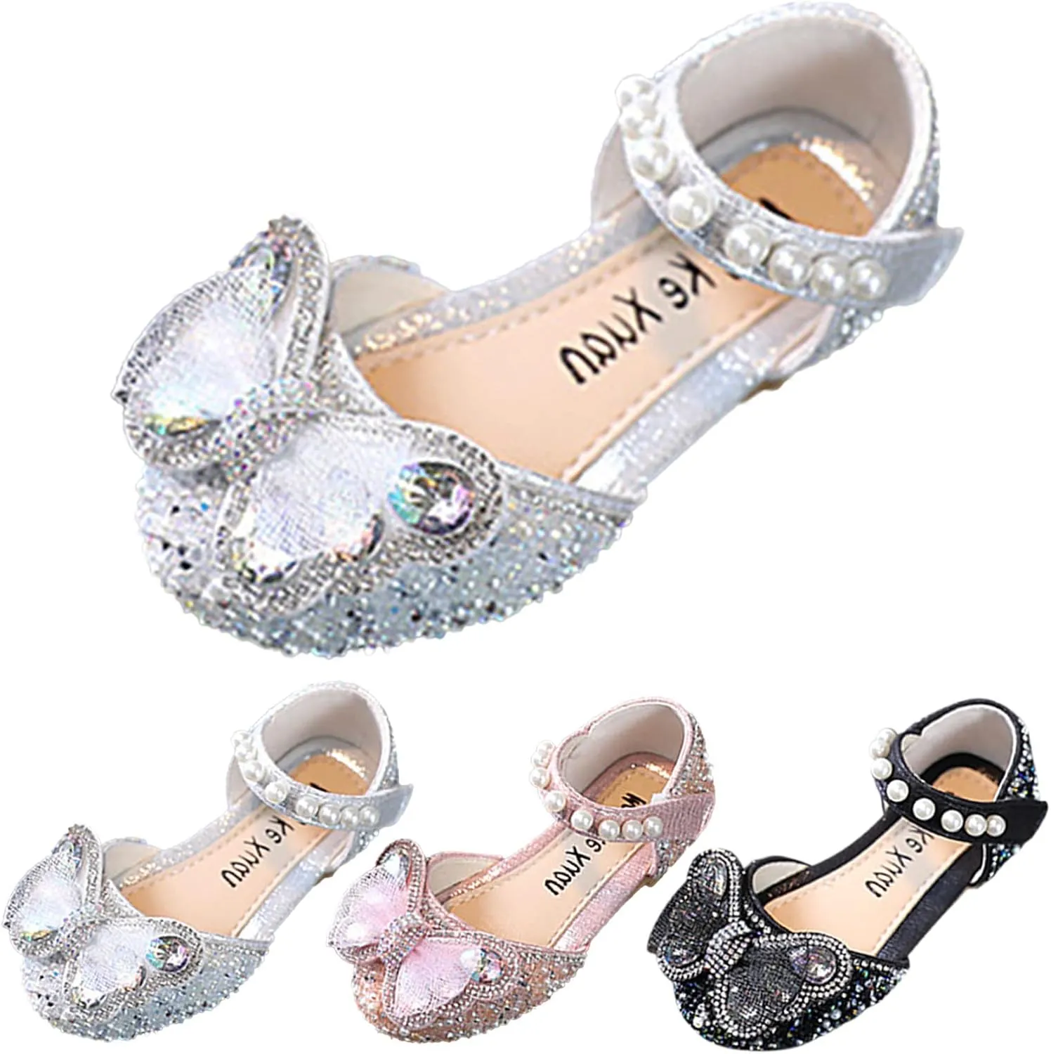sfdgfhyf Boys Nonslip Shoes Fashion Spring Summer Girls Sandals Dress Performance Dance Shoes Mesh (Silver, 3 Big Kids)