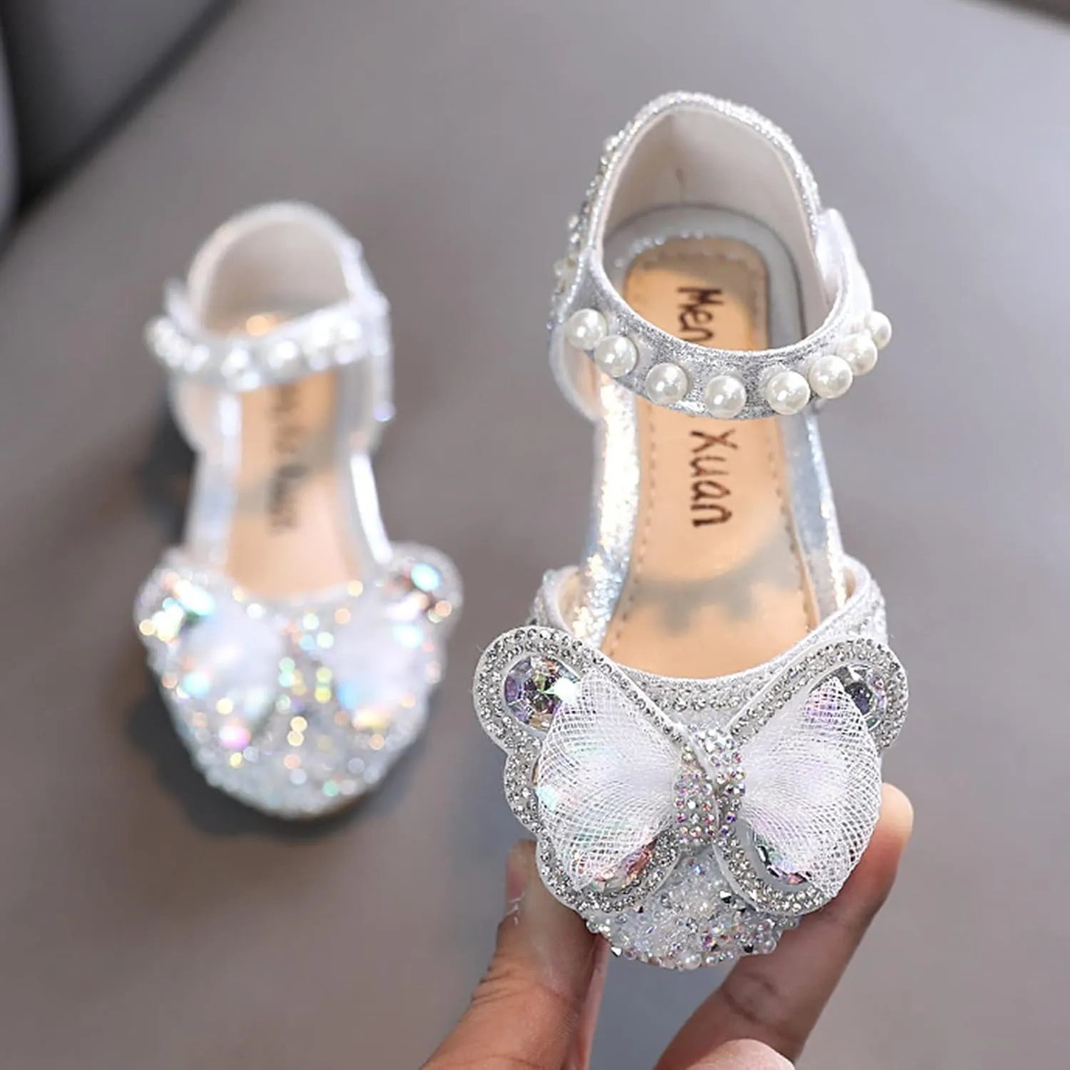 sfdgfhyf Boys Nonslip Shoes Fashion Spring Summer Girls Sandals Dress Performance Dance Shoes Mesh (Silver, 3 Big Kids)