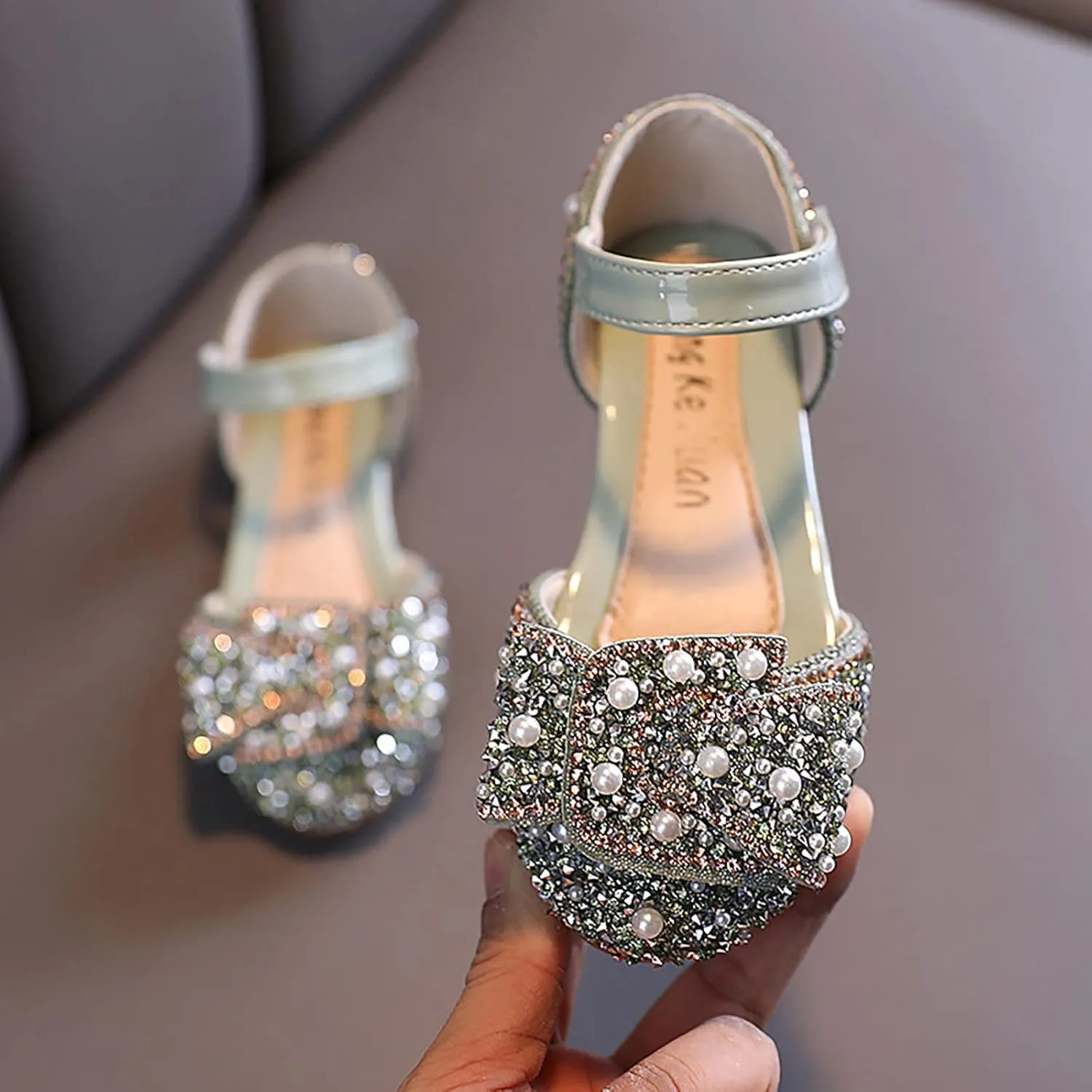 sfdgfhyf Boys Solid Color Foot Warmer Fashion Spring Summer Girls Dance Shoes Princess Dress Performance (Green, 3 Big Kids)