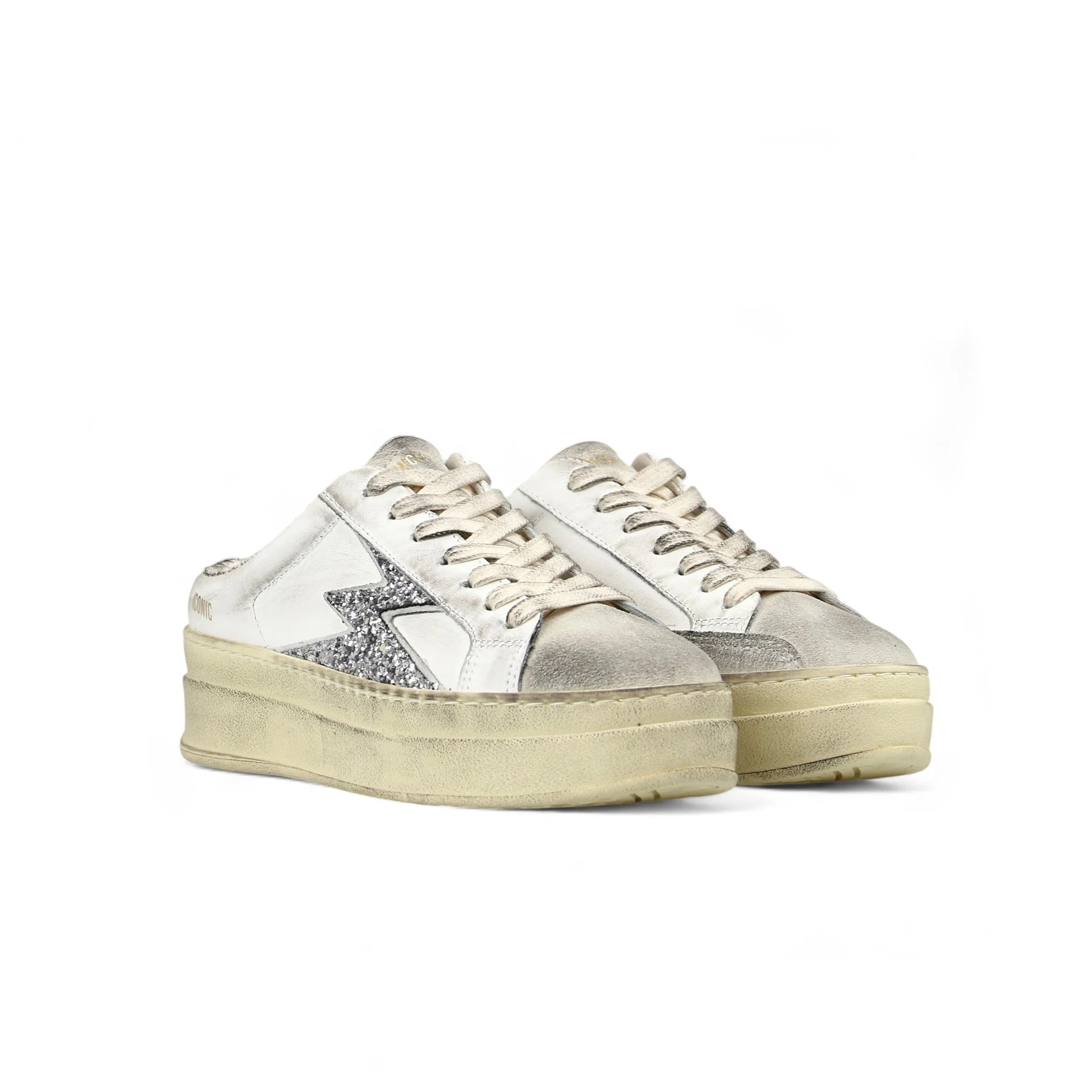 Sneaker Iconic Double Bianco Logo Glitter