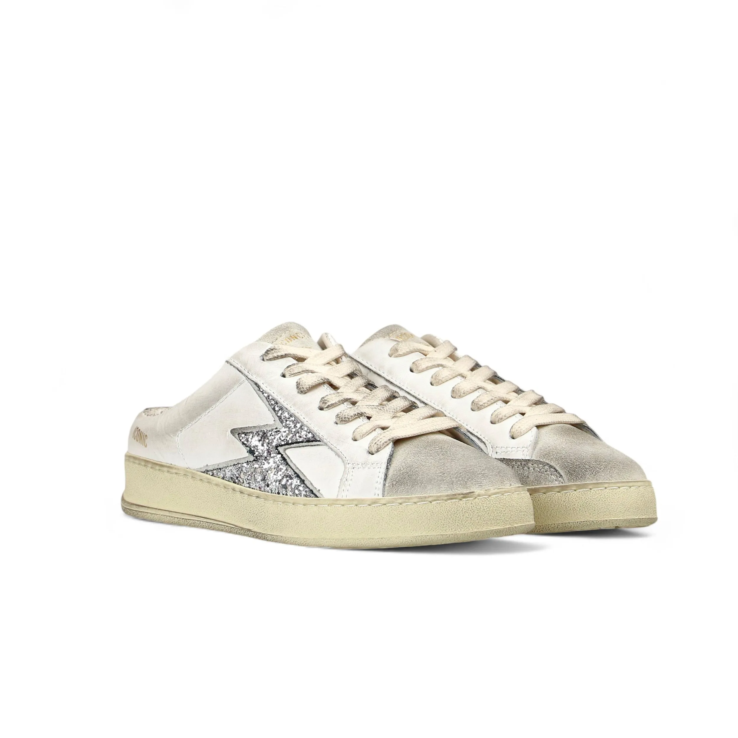 Sneaker Iconic Mule Bianco Logo Glitter