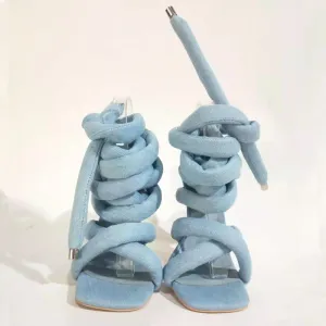 Square Toe and Sky-High Stiletto Heels Strappy Roman Sandals