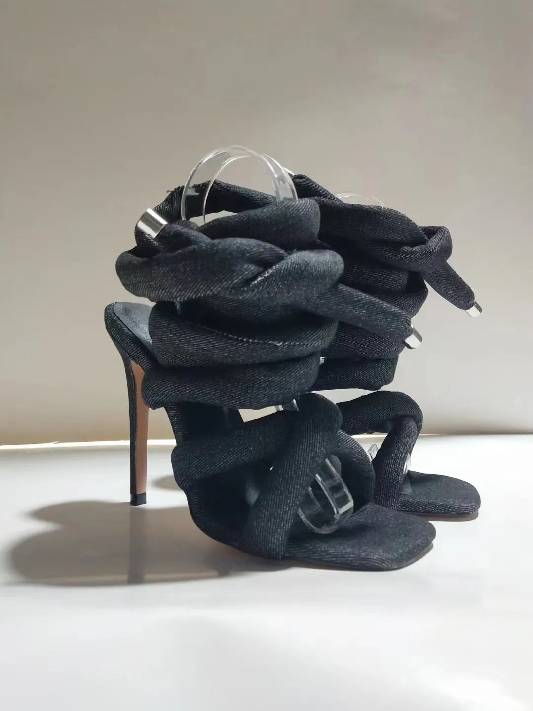 Square Toe and Sky-High Stiletto Heels Strappy Roman Sandals