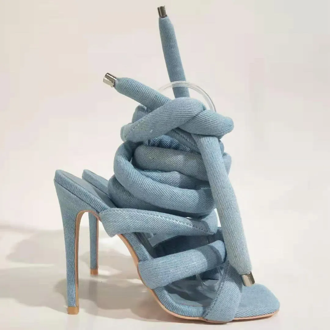 Square Toe and Sky-High Stiletto Heels Strappy Roman Sandals