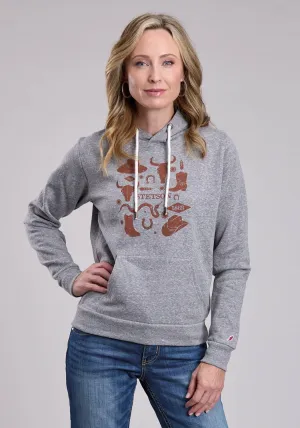 Stetson Womens Hats Boots Longhorn Grey Cotton Blend Hoodie