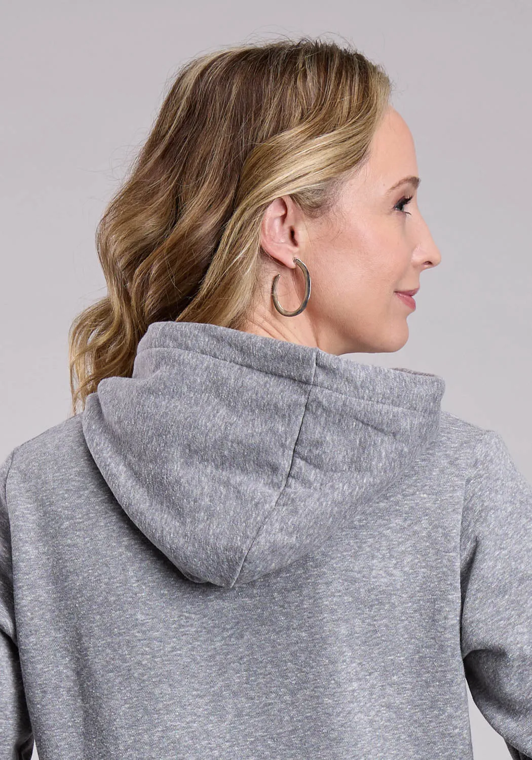 Stetson Womens Hats Boots Longhorn Grey Cotton Blend Hoodie